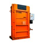 Presse à balle verticale Clean Kompact 100VX gris pour compacter carton et plastique, serrage manuel, capacité 100 à 110 kg, idéale pour réduction de déchets industriels