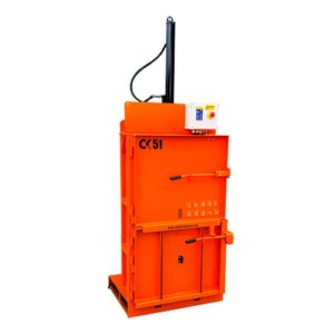 Presse à balle verticale Clean Kompact 51 Plus gris pour compacter carton et plastique, serrage manuel, capacité 50 à 60 kg, idéale pour réduction de déchets industriels