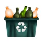 Caisse contenant plusieurs bouteilles en verre représentant le flux de déchets verre géré par IDS Environnement.