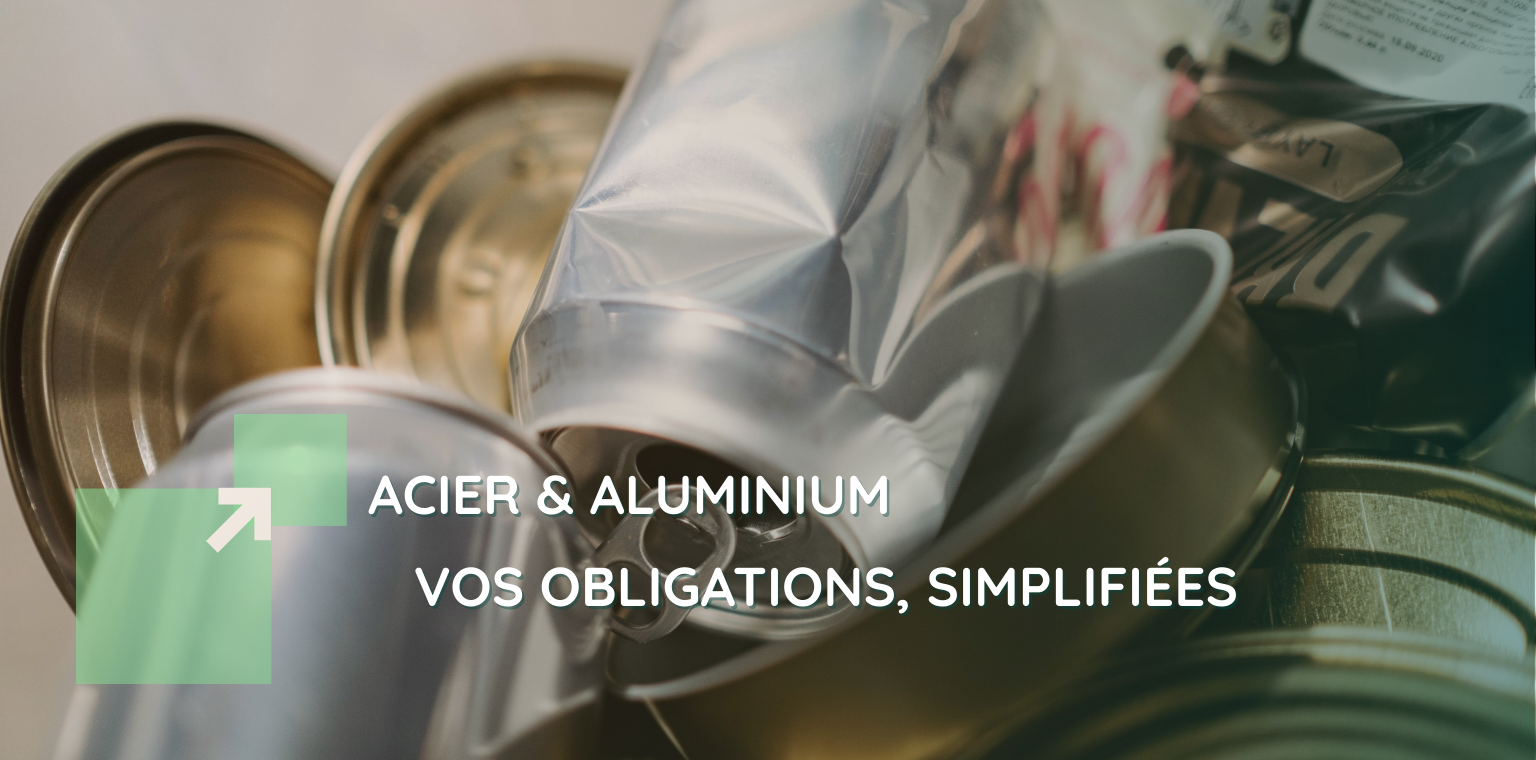 Canettes et boîtes de conserve illustrant les déchets en acier et aluminium, avec mention de la solution Clean Kompact d’IDS Environnement pour compacter et collecter ces déchets.