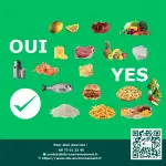 Affiche des aliments autorisés dans le biodigesteur Clean Digest fruits, légumes, viandes, poissons, pâtes, pain, produits laitiers