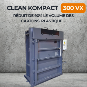 Presse à balles Clean Kompact 300 VX réduit 90% volume cartons et plastiques