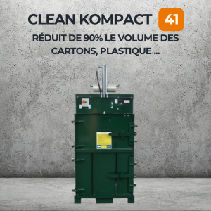 Presse à balles Clean Kompact 41 réduit 90% volume cartons et plastiques