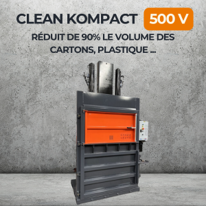 Presse à balles Clean Kompact 500 V réduit 90% volume cartons et plastiques