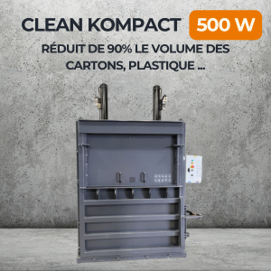 Presse à balles Clean Kompact 500 W réduit 90% volume cartons et plastiques