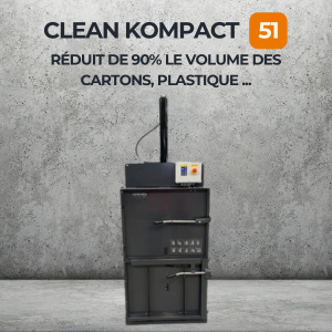 Presse à balles Clean Kompact 51 réduit 90% volume cartons et plastiques