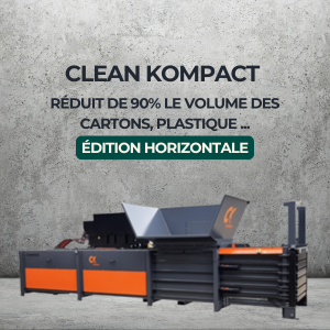 Presse à balles horizontale Clean Kompact réduit 90% volume cartons et plastiques, format industriel