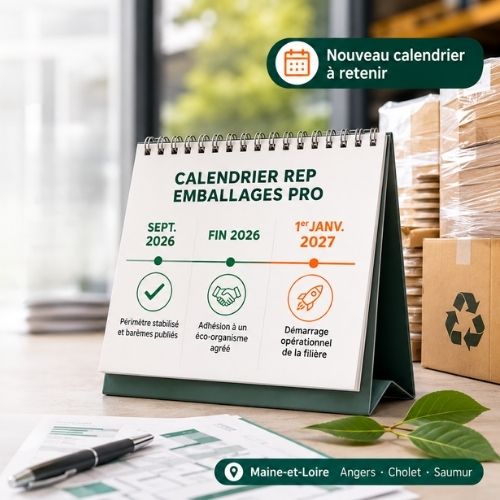 REP emballages professionnels reportée au 1er janvier 2027 avec le nouveau calendrier des échéances pour les entreprises.